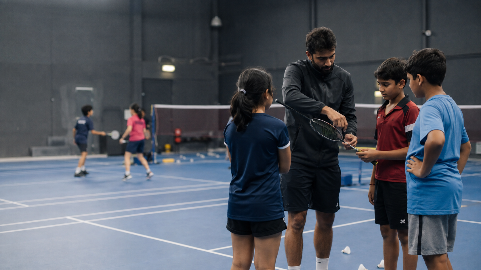 Junior players in action on court