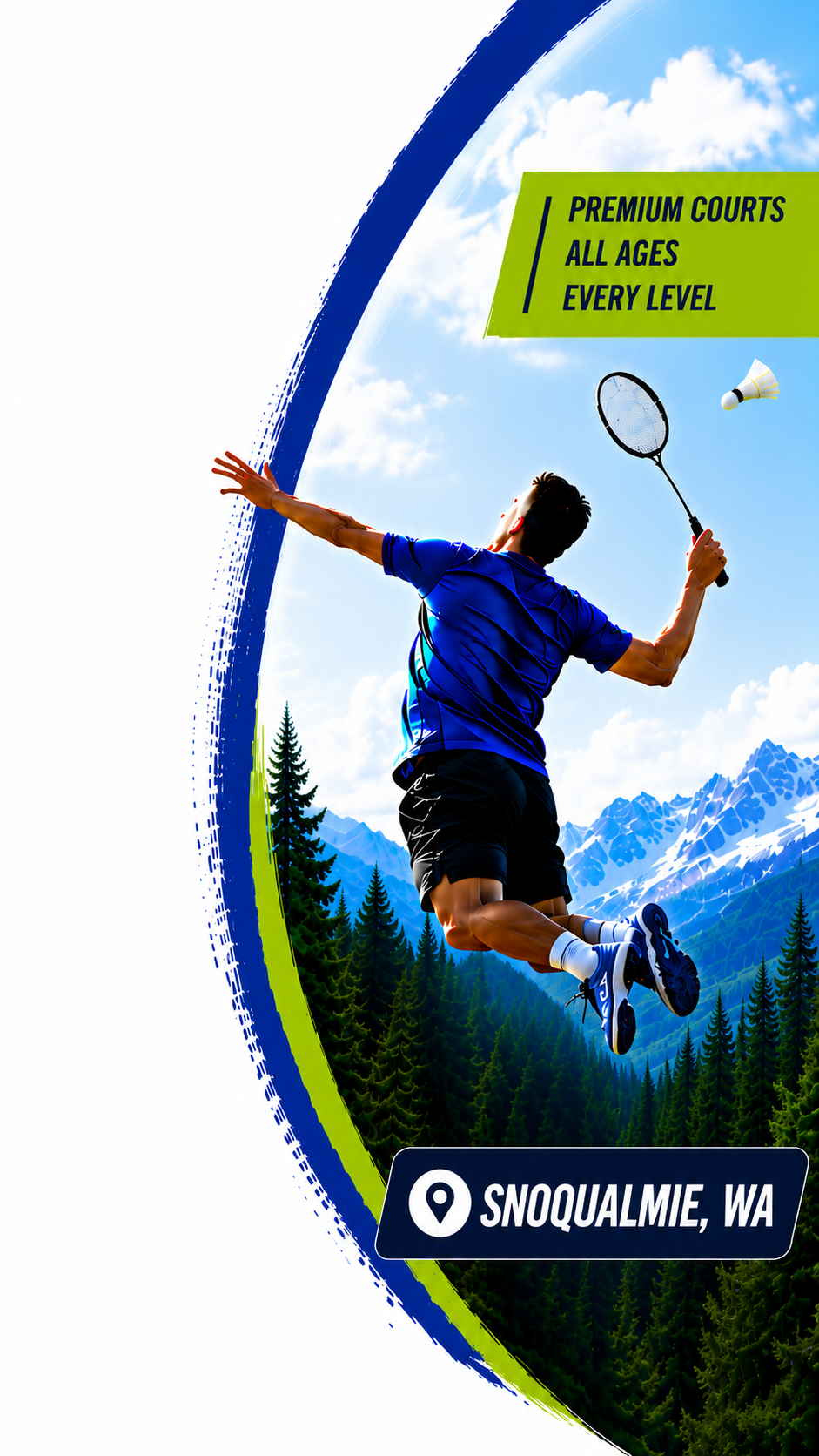 Elite badminton player mid-smash