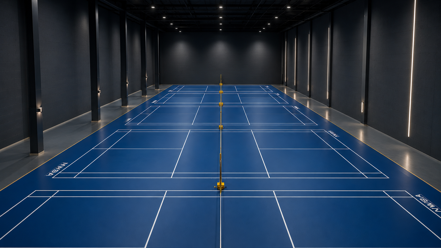Elite badminton player mid-smash