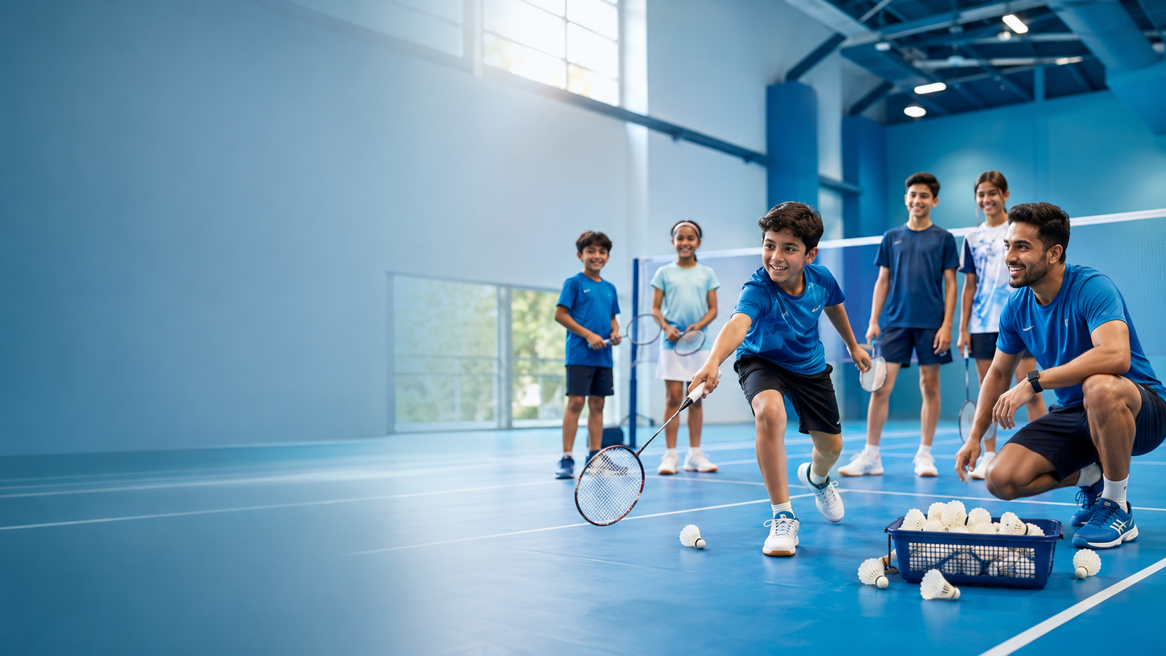 Campers training on court